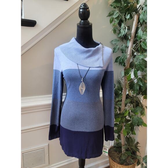 INC International Concepts Sweater Women's Size Petite Large Blue Tunic - Picture 1 of 14